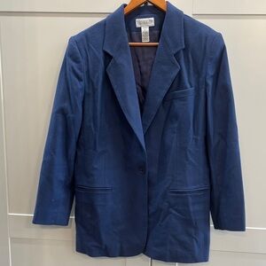 Vintage Lands’ End Navy Wool and Cashmere Blend Women's Blazer